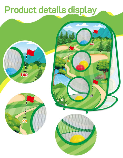 Load image into Gallery viewer, 4 in 1 Kids Golf Games Set Golf Putting Practice Mat 3-Sided Golf Chipping Net with Club Kid Adults Multiple Modes Golf Practice
